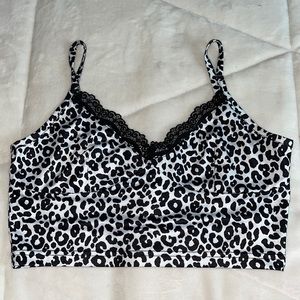 black and white leopard print crop top